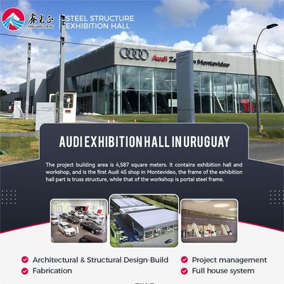 Salão de exposições de aço galvanizado Edifícios pré-fabricados industriais à prova de fogo
