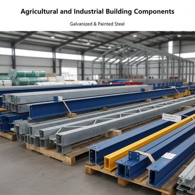 Construções de metal galvanizado Peças estruturais de aço pintado Ideal para projetos de construção agrícola e industrial