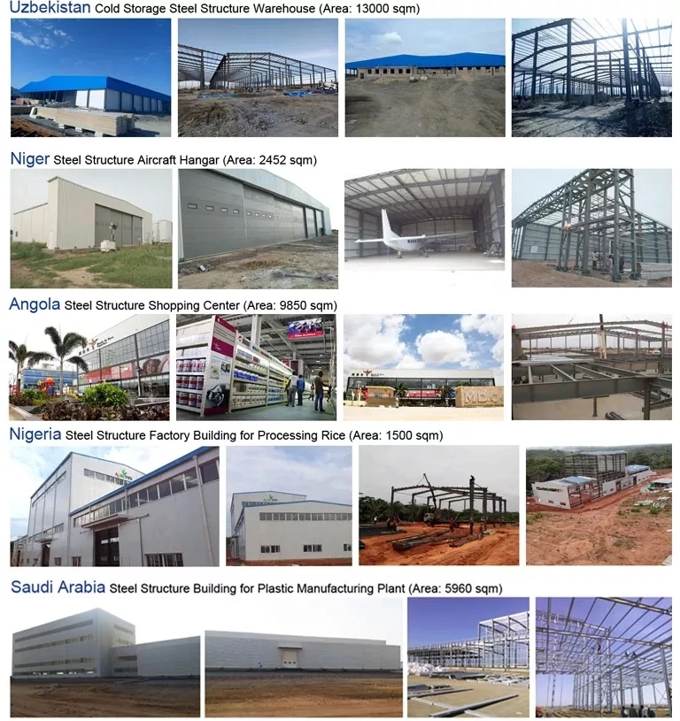 Edifícios de metal galvanizado Oficina Estrutura de aço Certificado ISO 7