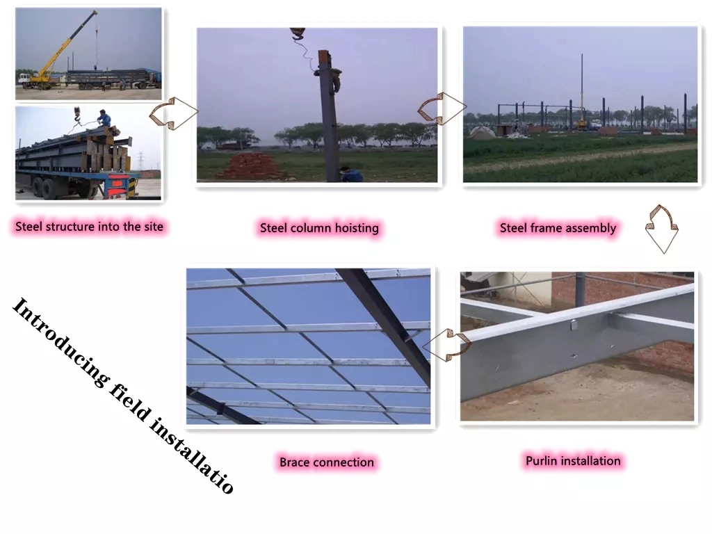 Edifícios de metal galvanizado Oficina Estrutura de aço Certificado ISO 6
